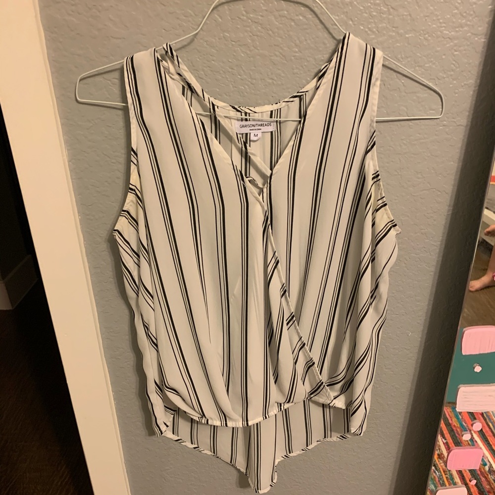 black and white striped top